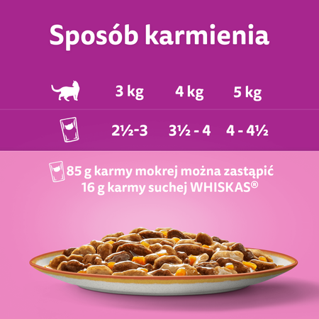 WHISKAS Adult saszetka 4 x 85 g Kolekcja Wiejskich Smaków - mokra karma pełnoporcjowa dla dorosłych kotów, w sosie ( kawałki z: jagnięciną, kurczakiem i marchewką, wołowiną i drobiem)
