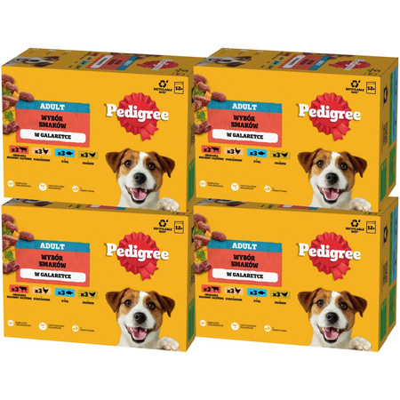 Pedigree Adult Wybór Smaków w galaretce 4x 12x 100g