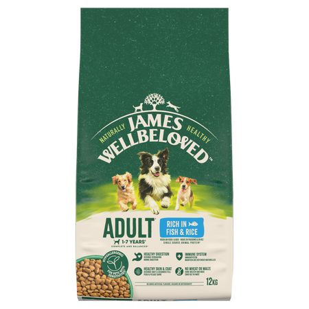 James Wellbeloved Adult 12 kg – sucha karma pełnoporcjowa dla dorosłych psów 1-7 lat, bogata w rybę i ryż