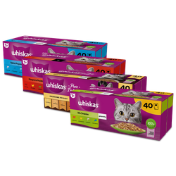 WHISKAS Adult saszetka 4x40x85g Mix Smaków - mokra karma pełnoporcjowa dla dorosłych kotów