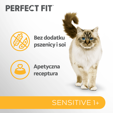 Perfect Fit™ Sensitive (1+) 6x750 g – sucha karma pełnoporcjowa dla dorosłych kotów, bogata w indyka