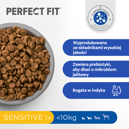 Perfect Fit Sensitive 1+ małe rasy bogata w indyka 6x 825g