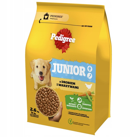 Pedigree Junior z drobiem i warzywami 3x 2,6 kg