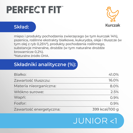Perfect Fit™ Junior <1 7 kg – sucha karma pełnoporcjowa dla kociąt, bogata w kurczaka