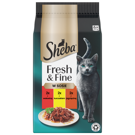 Sheba Fresh Fine wołowina kurczak jagagnięcina w sosie 6x 50g