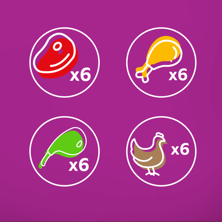 WHISKAS Adult Pure Delight saszetka 24 x 85 g Soczyste Kąski - mokra karma pełnoporcjowa dla dorosłych kotów, w galaretce (kawałki z: wołowiną, kurczakiem, jagnięciną, drobiem)