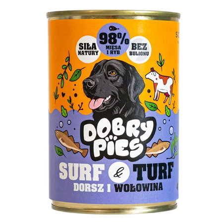 Dobry Pies Surf&Turf karma dorsz i wołowina 400g
