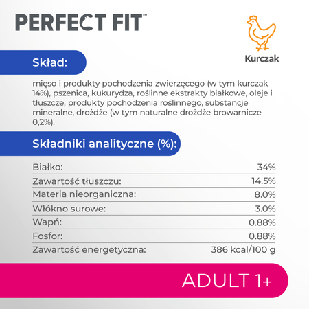 Perfect Fit™ Adult 1+ 7 kg – sucha karma pełnoporcjowa dla dorosłych kotów, bogata w kurczaka