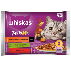 WHISKAS Adult saszetka 4 x 85 g Kolekcja Wiejskich Smaków - mokra karma pełnoporcjowa dla dorosłych kotów, w sosie ( kawałki z: jagnięciną, kurczakiem i marchewką, wołowiną i drobiem)