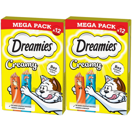 Dreamies Creamy Mega Pack z kurczakiem i z łososiem 2x 12x 10g