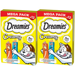 Dreamies Creamy Mega Pack z kurczakiem i z łososiem 2x 12x 10g