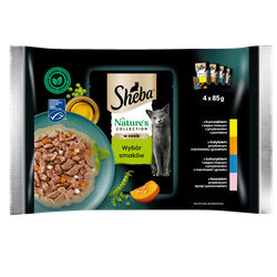 SHEBA Nature’s Collection Wybór Smaków 4x85 g – mokra karma pełnoporcjowa dla dorosłych kotów, w sosie