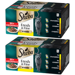 Sheba Fresh Fine kurczak drób indyk w sosie 2x 50x50g