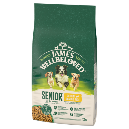 James Wellbeloved Senior 12 kg – sucha karma pełnoporcjowa dla starszych psów >7 lat, bogata w jagnięcinę i ryż
