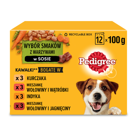 PEDIGREE Adult saszetka 24x100 g - Wybór Smaków z Warzywami w Sosie - mokra karma pełnoporcjowa dla dorosłych psów