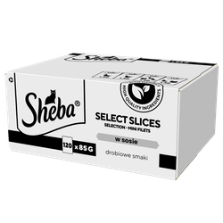 SHEBA Selection Select Slices Drobiowe Smaki saszetki 120x85 g – mokra karma pełnoporcjowa dla dorosłych kotów, w sosie (kawałki z: kaczką, kurczakiem, drobiem, kaczką i indykiem)