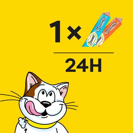 Dreamies Creamy Mega Pack z kurczakiem i z łososiem 12x 10g