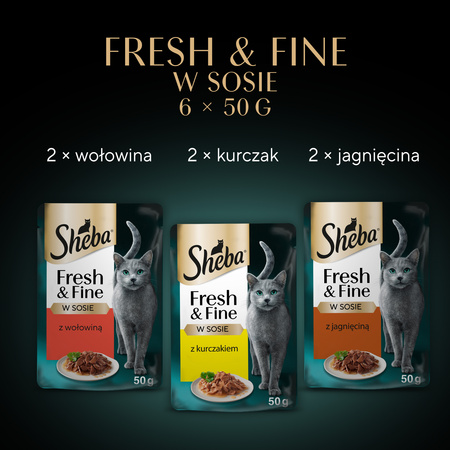 Sheba Fresh Fine wołowina kurczak jagagnięcina w sosie 6x 50g