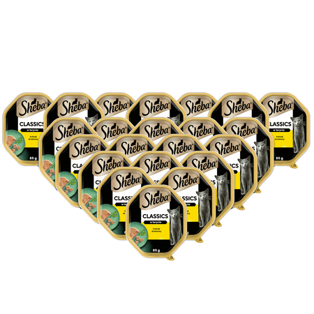 SHEBA Classics tacka 22x85 g – mokra karma pełnoporcjowa dla dorosłych kotów, koktajl drobiowy, w terynie