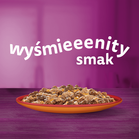 WHISKAS Adult saszetka 28x85 g - mokra karma pełnoporcjowa dla dorosłych kotów, kawałki z wołowiną i drobiem w galaretce