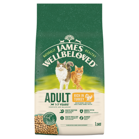 James Wellbeloved Adult 1,5 kg – sucha karma pełnoporcjowa dla dorosłych kotów 1-7 lat, bogata w indyka