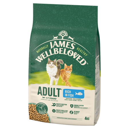 James Wellbeloved Adult 4 kg – sucha karma pełnoporcjowa dla dorosłych kotów 1-7 lat, bogata w rybę