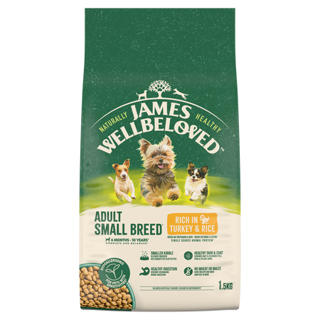 James Wellbeloved Adult 1,5 kg – sucha karma pełnoporcjowa dla dorosłych psów małych ras 6 miesięcy - 10 lat, bogata w indyka i ryż