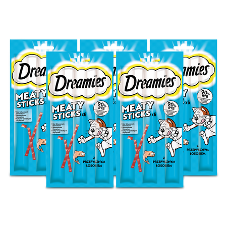 DREAMIES 5x30g – karma uzupełniająca dla dorosłych kotów, z wybornym łososiem