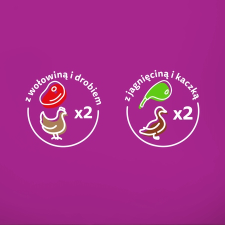 WHISKAS Adult saszetka 4 x 85 g Zestawy Klasyczne - mokra karma pełnoporcjowa dla dorosłych kotów, w galaretce (kawałki z: wołowiną i drobiem, jagnięciną i kaczką)