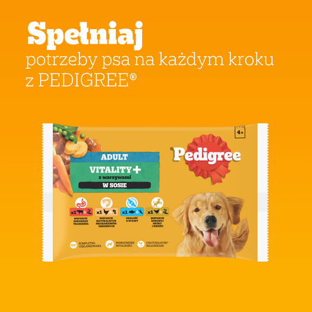 Pedigree Adult Vitality+ mix smaków z warzywami w sosie 4x 85g