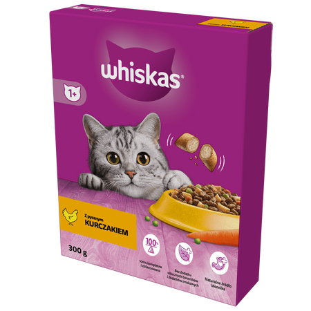 WHISKAS Adult 300 g - sucha karma pełnoporcjowa dla dorosłych kotów, z pysznym kurczakiem