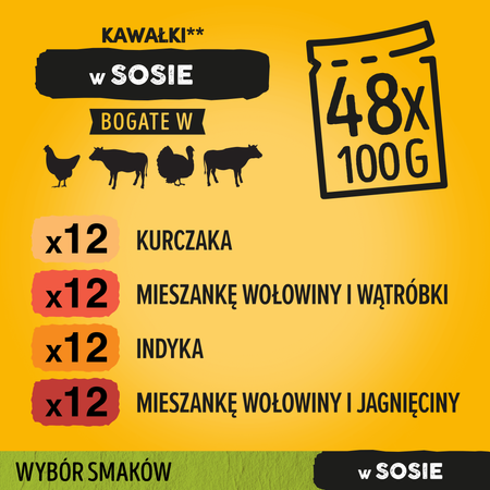 PEDIGREE Adult saszetka 24x100 g - Wybór Smaków z Warzywami w Sosie - mokra karma pełnoporcjowa dla dorosłych psów