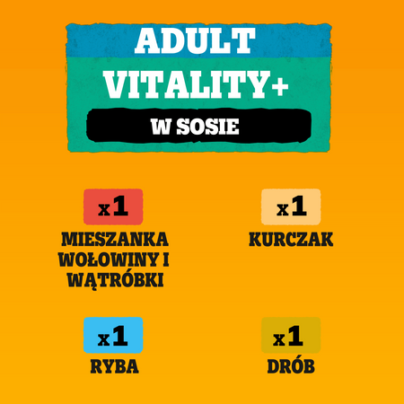 Pedigree Adult Vitality+ mix smaków z warzywami w sosie 4x 85g