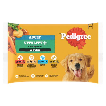 Pedigree Adult Vitality+ mix smaków z warzywami w sosie 4x 85g