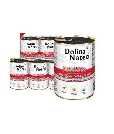 Dolina Noteci Premium Junior bogata w serca wołowe 24x400g