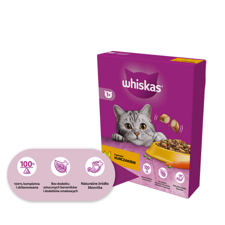 WHISKAS Adult 300 g - sucha karma pełnoporcjowa dla dorosłych kotów, z pysznym kurczakiem