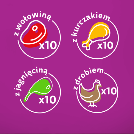 WHISKAS Adult saszetka 4x40x85 g Klasyczne Posiłki - mokra karma pełnoporcjowa dla dorosłych kotów, w sosie (kawałki z: wołowiną, kurczakiem, jagnięciną, drobiem)