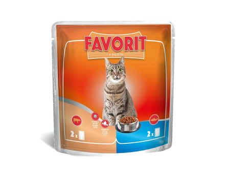 Favorit kot saszetka 4x100g - cielęcina i pstrąg