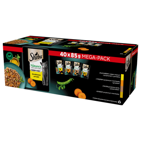 SHEBA Nature’s Collection Drobiowe Smaki 2x40x85 g – mokra karma pełnoporcjowa dla dorosłych kotów, w galaretce)