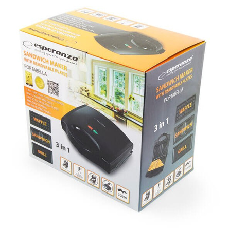 ESPERANZA OPIEKACZ UNIWERSALNY 3W1 PORTABELLA 700W CZARNY