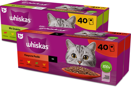 WHISKAS Adult saszetka 2x40x85g Mix Smaków 3 - mokra karma pełnoporcjowa dla dorosłych kotów