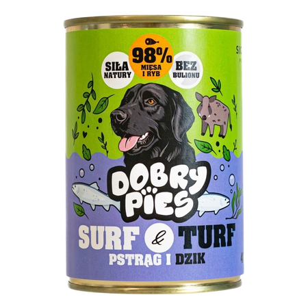 Dobry Pies Surf&Turf karma pstrąg i dzik 400g