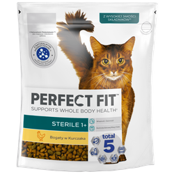 Perfect Fit™ Sterile 1+ 750 g – sucha karma pełnoporcjowa dla dorosłych kotów, bogata w kurczaka