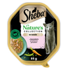SHEBA Nature’s Collection tacka 85 g – mokra karma pełnoporcjowa dla dorosłych kotów, kawałki z łososiem przybranym groszkiem, w sosie
