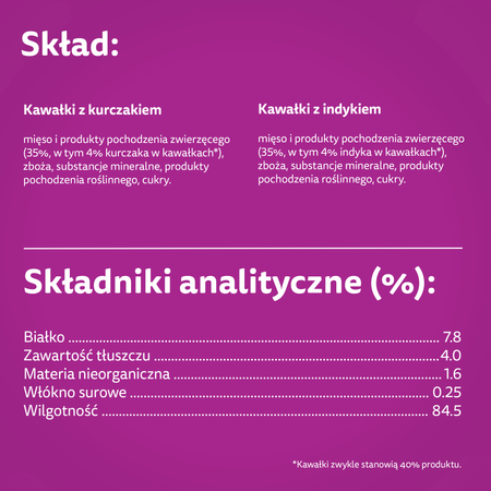 WHISKAS Adult saszetka 4 x 85 g Drobiowa Uczta - mokra karma pełnoporcjowa dla dorosłych kotów, w galaretce (kawałki z: kurczakiem, indykiem)