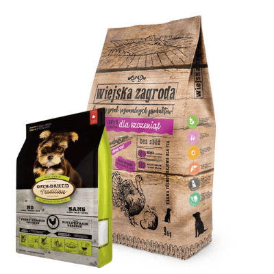 Wiejska Zagroda Indyk z jabłkiem dla szczeniąt 9kg + OBT Oven Baked Tradition Dog Food Puppy Small Breed 1kg
