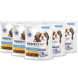 Perfect Fit™ Junior <1 6x825 g – sucha karma pełnoporcjowa dla szczeniąt małych ras, bogata w kurczaka