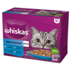 WHISKAS Adult saszetka 12 x 85 g Rybne Przysmaki - mokra karma pełnoporcjowa dla dorosłych kotów, w galaretce (kawałki z: łososiem, tuńczykiem, dorszem, białą rybą)