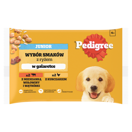 Pedigree Junior Wybór Smaków z ryżem w galaretce 4x 100g