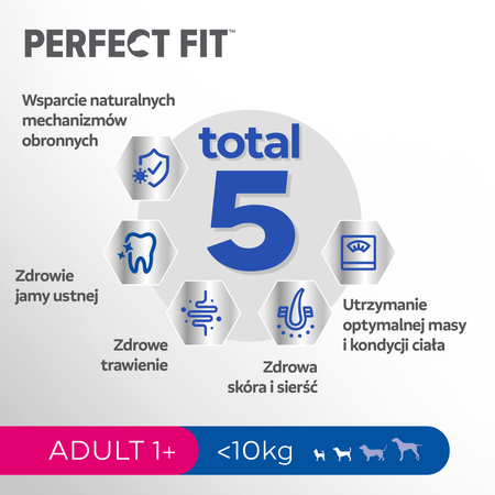 Perfect Fit™ Adult (1+) 6x825 g – sucha karma pełnoporcjowa dla dorosłych psów małych ras, bogata w kurczaka